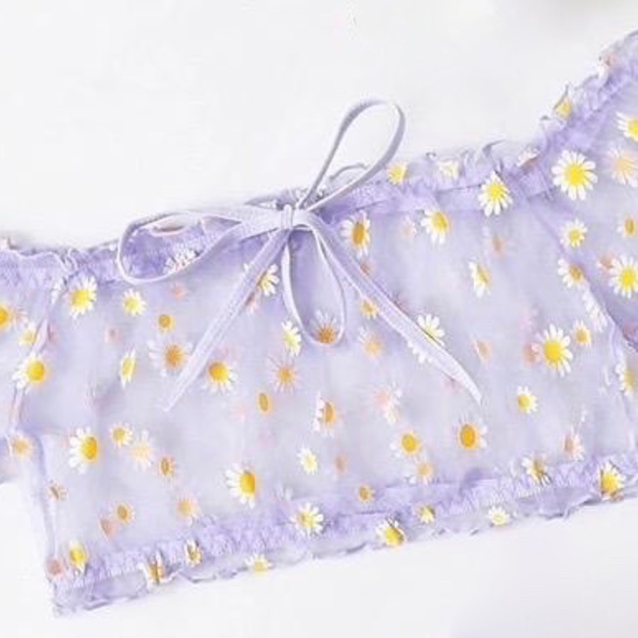 Daisy Sheer Crop top and shorts set. Plus size play set - Picture 6 of 8